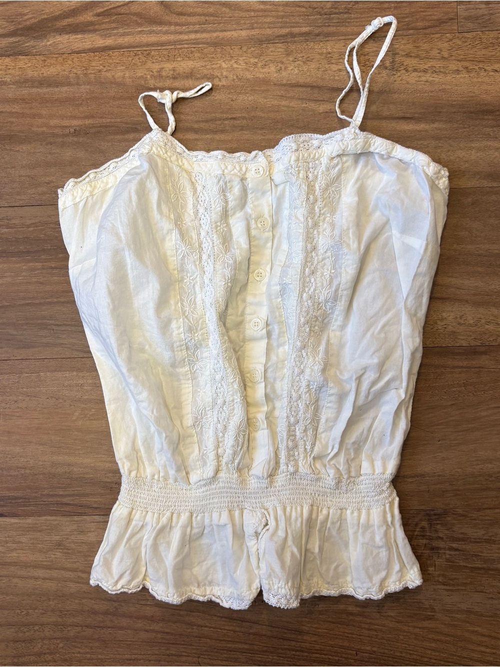 Cotton Express White Lace-Trim Cotton Camisole